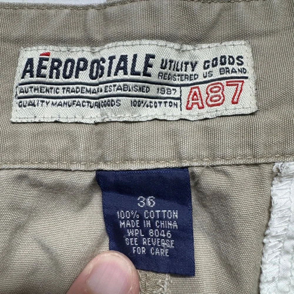 Vtg Aeropostale Cargo Shorts Mens 36 Tan A87 Utility Cotton Adjustable Hem